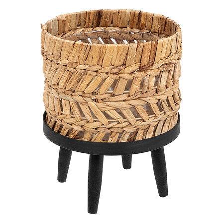 CACHEPOT SUR PIED EN JACINTHE NATURELLE - D25H31CM