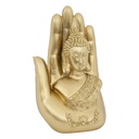 BOUDDHA DANS UNE MAIN EN RÉSINE - H18CM
