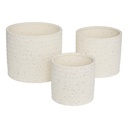 Lot de 3 Cache-pots Céramique Atmosphera ELLY Blanc Moucheté H16/19/21cm