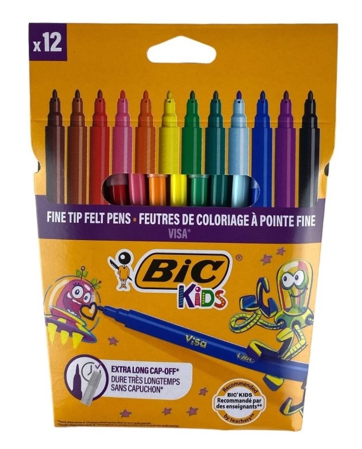 MARQUEURS BIC 12 FEUTRES À POINTES FINES