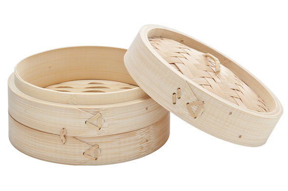 Panier Vapeur Bambou 2 Niveaux Ø15cm Dim Sum avec Couvercle
