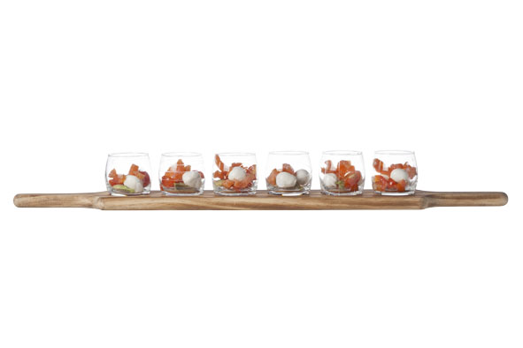 SET APERO 6 VERRES 1 PLANCHE VERRE D6.4X6CM  PLANCHE 66.5X9.5X1.8CM
