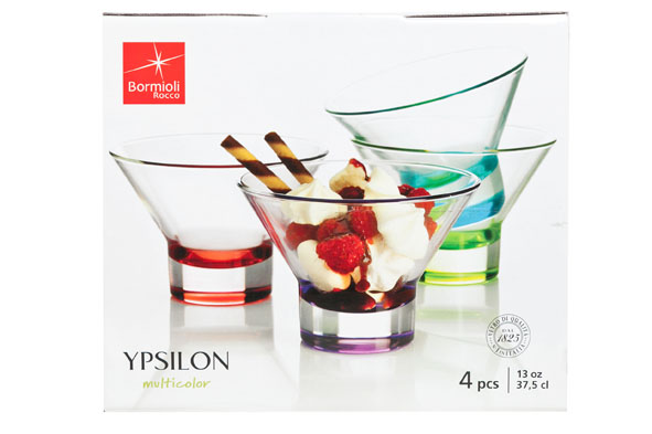 Bormioli Rocco Ypsilon - Set 4 Coupes à Glace Verre Multicolore 37.5cl