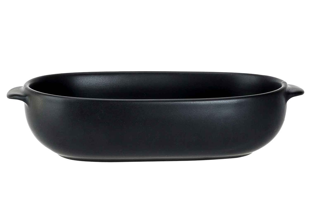 TASTY BLACK Plat à Four Ovale Porcelaine Noir 55CL 18,5x11,5x5cm