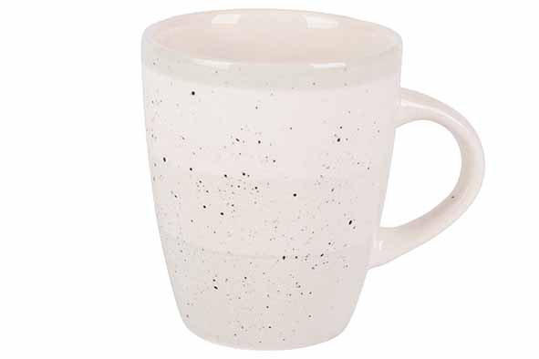 Mug design MIRA VERT en céramique 36cl, finition mouchetée crème