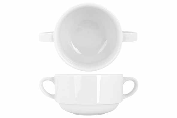 Bol à Soupe ESSENTIALS Porcelaine Blanche 31cl Empilable 2 Anses