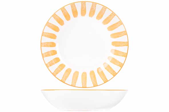 Cabana Assiette Creuse Porcelaine Orange Rayée Ø20cm