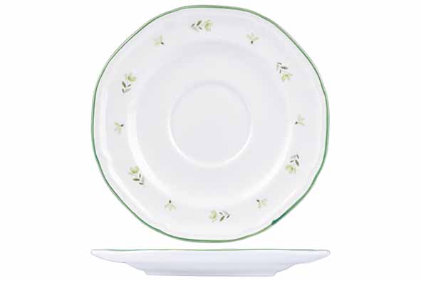 COSY & TRENDY Sous-tasse Bouquet Porcelaine Blanc Motifs Fleurs Vertes 15,4cm