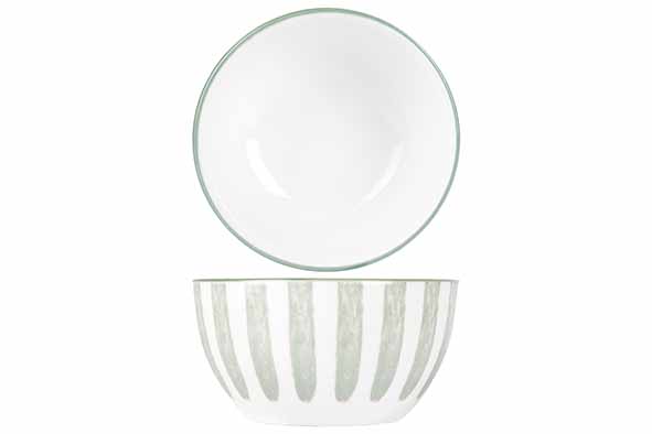 Bol Cabana Porcelaine Vert Rayé Ø11.5cm - Design Moderne