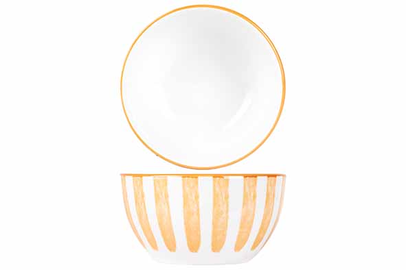 Bol Cabana Rayures Orange & Blanc Porcelaine Ø11.5cm - Déco Cuisine