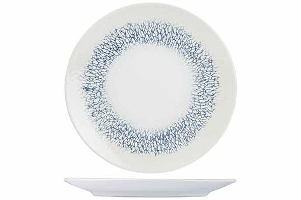 AMALFI AZURE Assiette Dessert En Céramique Blanche Motif Bleu Ø20 cm