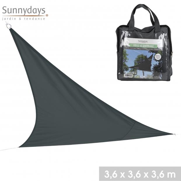 Sunnydays Voile d'Ombrage Triangulaire Anthracite 3.6x3.6x3.6m Polyester 160g/m²