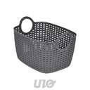 Homea Panier tressé plastique anses rondes anthracite 12L