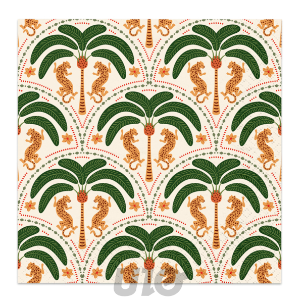 Homea Lot 20 Serviettes Papier 3 Plis 33x33cm Palmitos Jungle Léopard