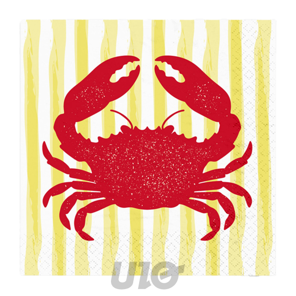 SET DE 20 SERVIETTES EN PAPIER 3 PLIS 33*33CM CRABE