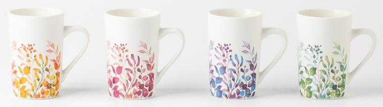 MUG "FLOWERS" MAT 8X6.7X12CM - 4 COLORIS ASSORTIS
