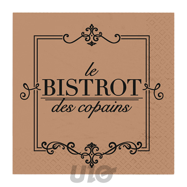 Homea Lot 20 Serviettes Papier Bistrot Marron 3 Plis 25x25 cm