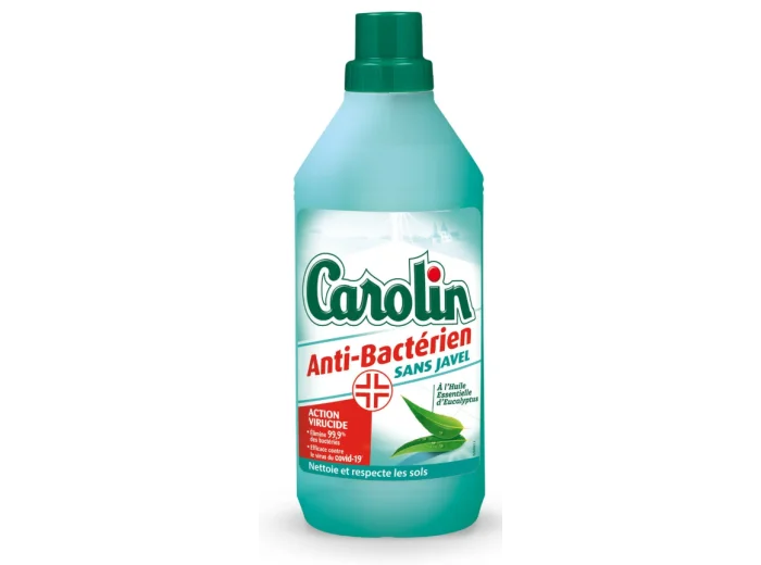 Carolin Nettoyant Sols Anti-Bactérien Virucide Sans Javel Eucalyptus 1L