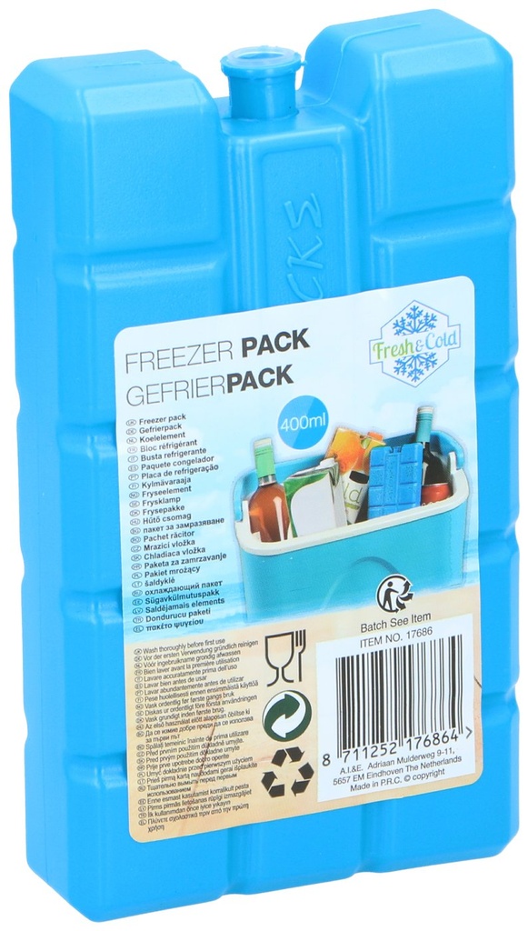 Bloc Réfrigérant Fresh & Cold 400ml Bleu pour Glacière & Pique-Nique