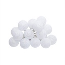 Guirlande LED Atmosphera Tara 16 Boules Coton Blanc à Piles D.3,5 cm