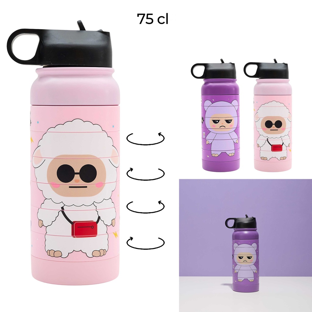 Gourde Isotherme The Concept Factory GROMIMIS Puzzle Rose 75cl