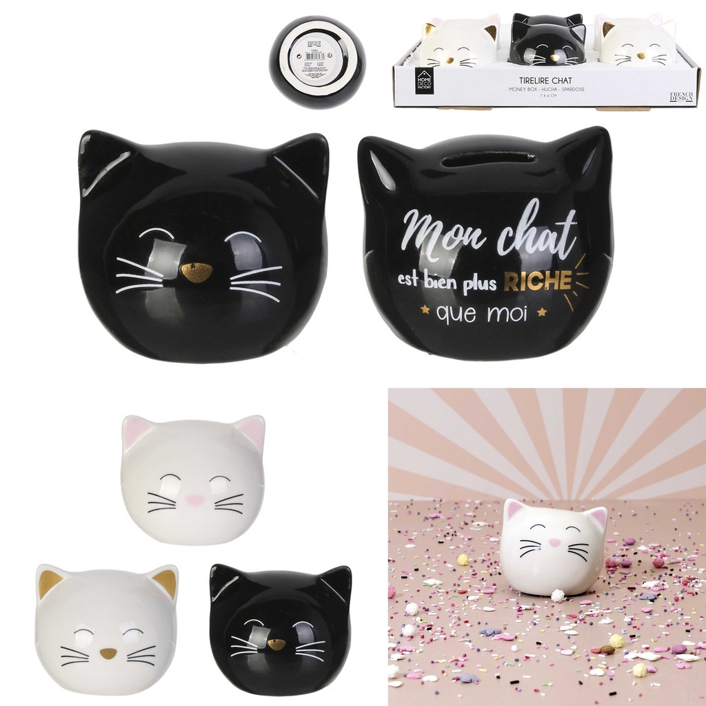 The Concept Factory Tirelire Mini Chat Noir Céramique Mon chat est riche