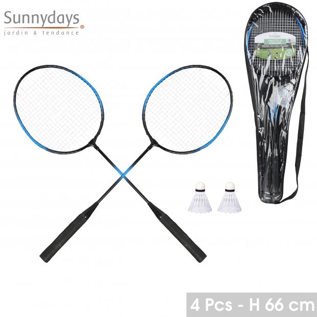 Sunnydays SUMMERTIME Jeu de Badminton 2 Raquettes 2 Volants 66 cm