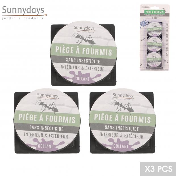Sunnydays Piège à Fourmis Collant Sans Insecticide Int/Ext (Lot de 3)