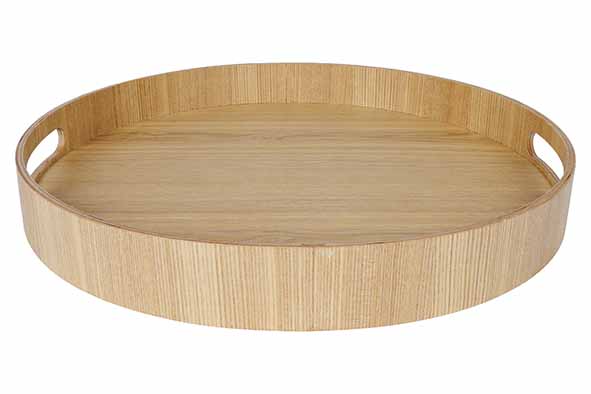 Cosy & Trendy Plateau Aura Rond Bois Naturel Ø40xH5cm avec Poignées