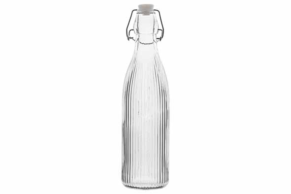 Bouteille verre strié 500ml bouchon mécanique Cosy & Trendy