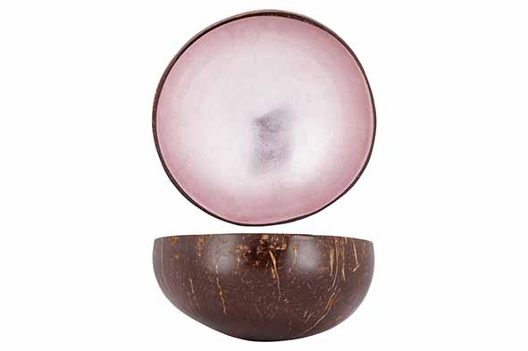 Noya Bol en coco fait main, Rose doux métallisé, Ø 14 cm