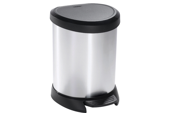 Curver Decobin Poubelle à pédale 5L Argent/Noir