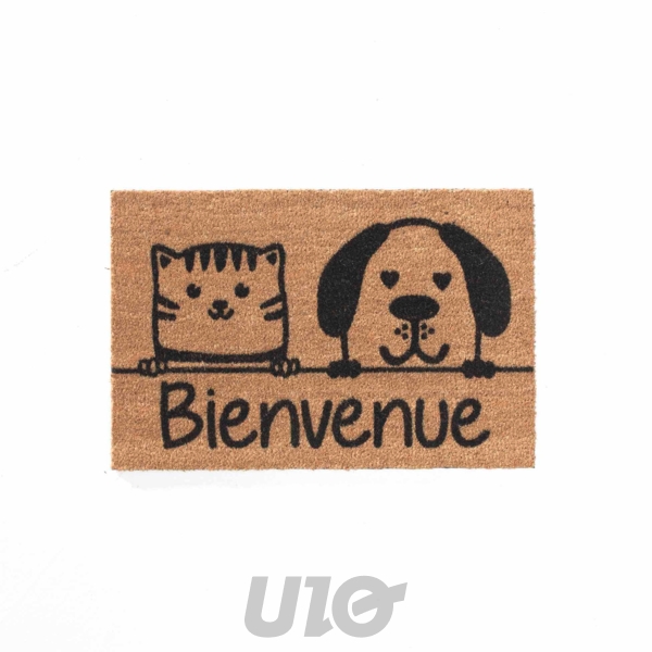 Douceur d'Intérieur Paillasson Coco Doggycat 40x60 cm Bienvenue