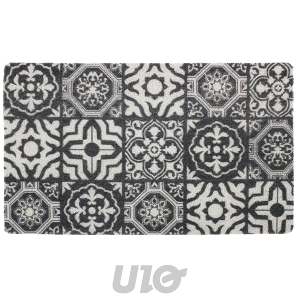 Douceur d'Intérieur Tapis Lisbonne PVC Rectangulaire 45x75 cm Gris & Blanc