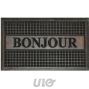 Douceur d'Intérieur - Tapis d'entrée Rectangulaire Bonjour 45x75 cm Caoutchouc Noir