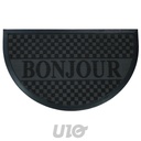 Douceur d'Intérieur Tapis d'Entrée Demi-Lune Bonjour Relief Caoutchouc Noir 45x75 cm