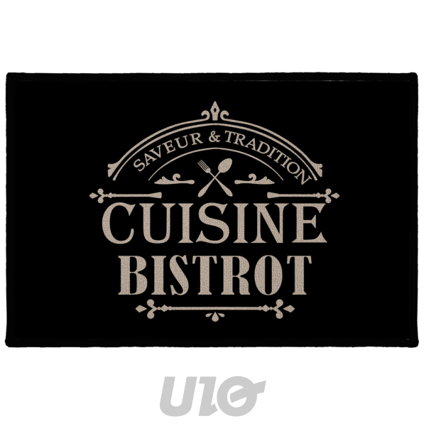 Douceur d'Intérieur Tapis Bouclette Cuisine Bistrot Noir 40x60 cm