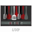Douceur d'Intérieur Tapis Cuisine Imprimé Ustensiles Gris Rouge 40x60 cm