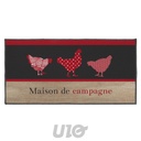 Tapis Douceur d'Intérieur Maison de Campagne Bouclette Poules 50x120 cm