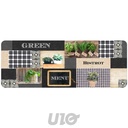 Douceur d'Intérieur Tapis de cuisine Rectangle Mousse Imprimée Vert Bistrot 45x120 cm