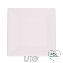 Homea Lot 12 Assiettes Carrées Biodégradables Canne à Sucre 20cm Blanc