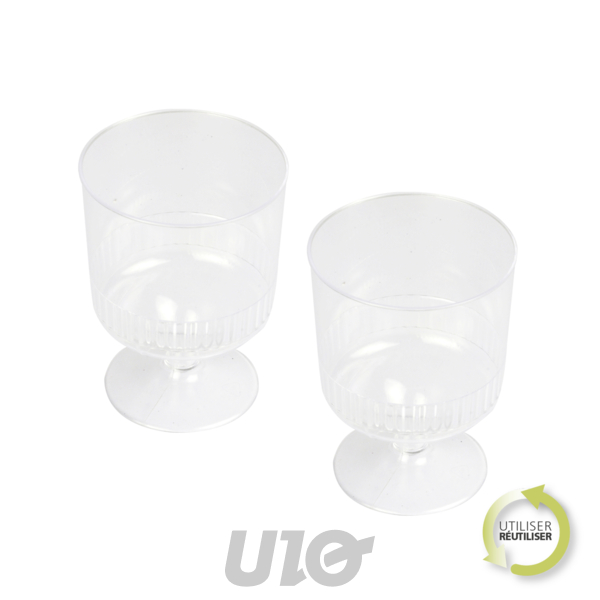 Homea Lot de 10 Verres à pied Réutilisables Plastique Transparent 15 cl