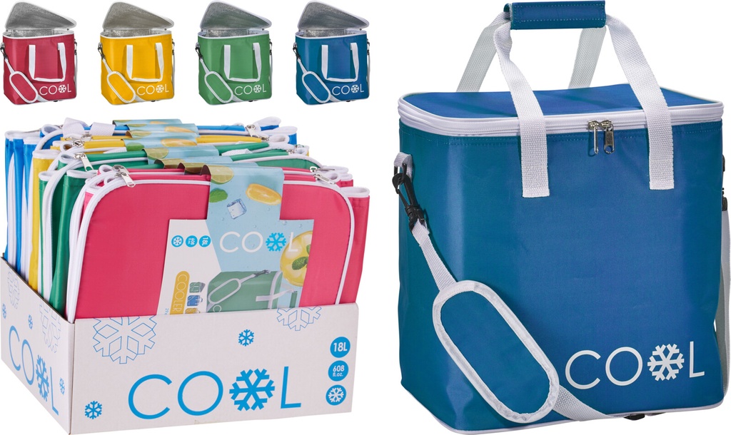 Sac glacière souple COOL 18L, bandoulière, coloris assortis