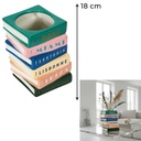Vase Home Deco Factory Escapade céramique pile de livres multicolore 18 cm