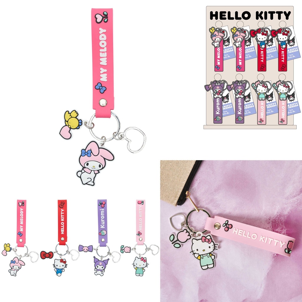 Porte-clés Hello Kitty, Pendentif Silicone & Métal Kawaii