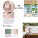 Jet Lag Ventilateur Brumisateur USB LED Orientable 3 Vitesses Rose 280ml