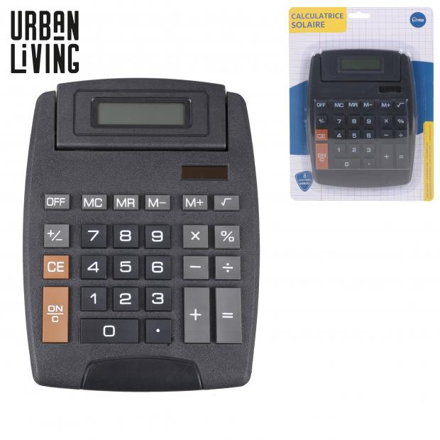 Urban Living Calculatrice Solaire 20cm Noire Bureau École