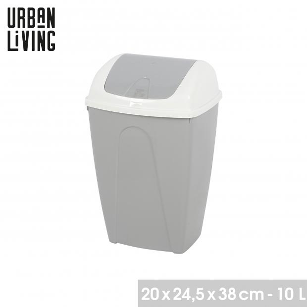Urban Living PASHA Poubelle Basculante 10L Bicolore Blanc Gris Nomade