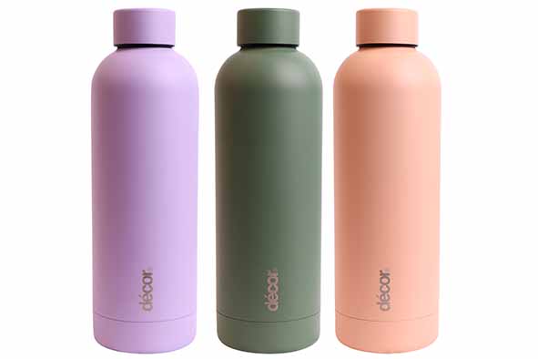 Decor Gourde 500ml Acier Inoxydable Bouchon Vis – 3 Coloris