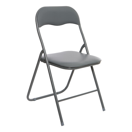5Five Chaise Pliante Basic Gris PVC/Acier Robuste & Compacte